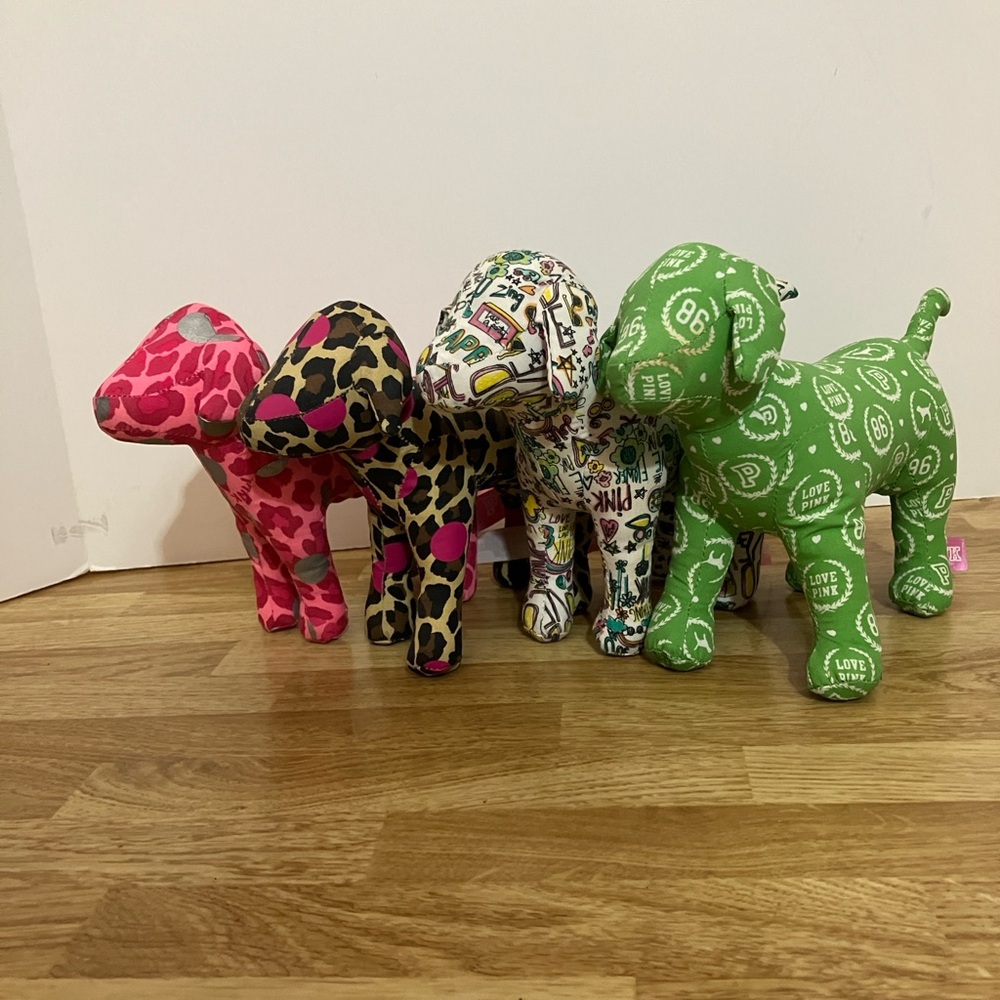 PINK Victoria's Secret Stuffed Animal Set - Pink, Black, Green